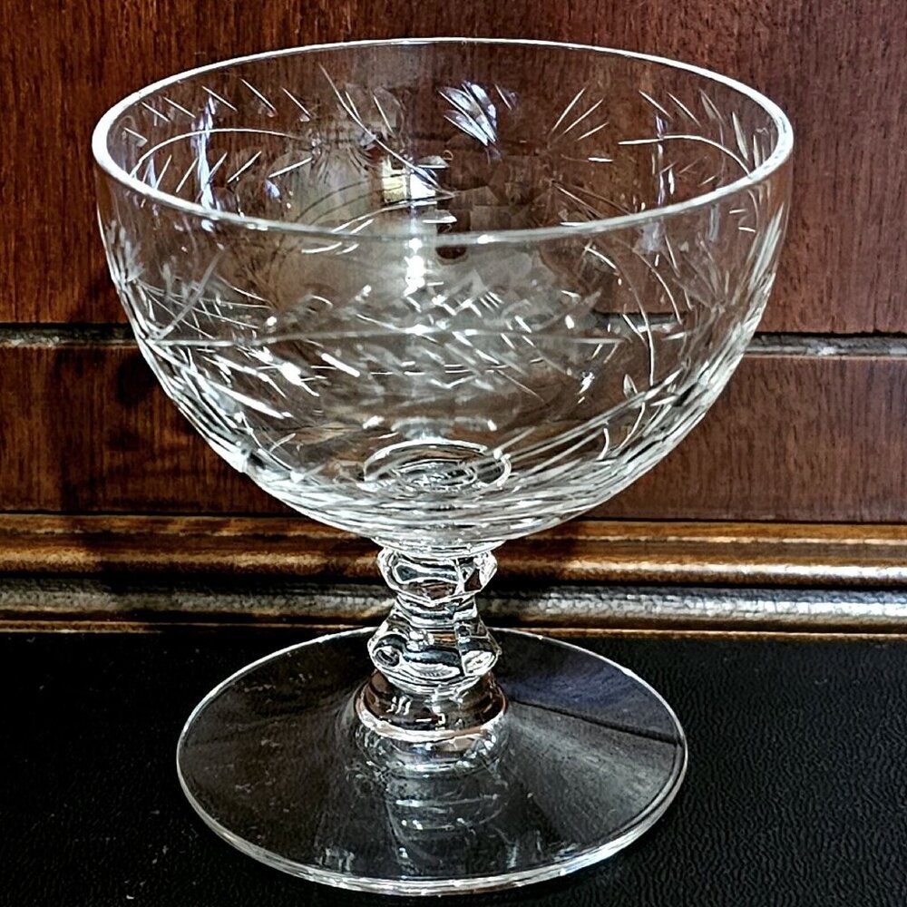 Cambridge Montrose Champagne Sherbet Glass stemware 3" short stem 4oz botanicals - Picture 9 of 12